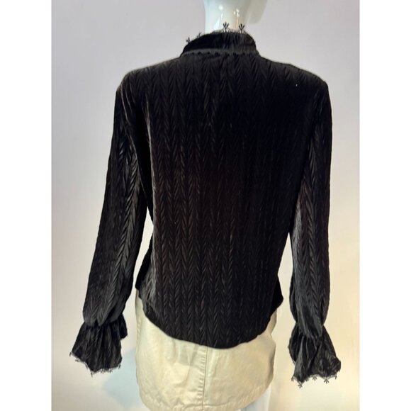 Vintage-Style Velvet Top With Lace Trim & Button Details Size XL Made In China - Picture 11 of 16